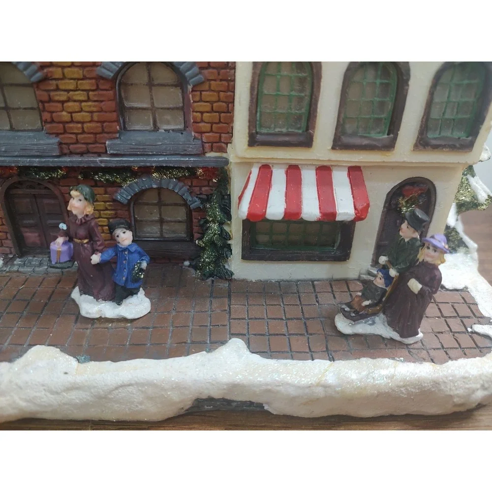Light Up Christmas Village Cobblestone Street Horse And Carriage Town Scene